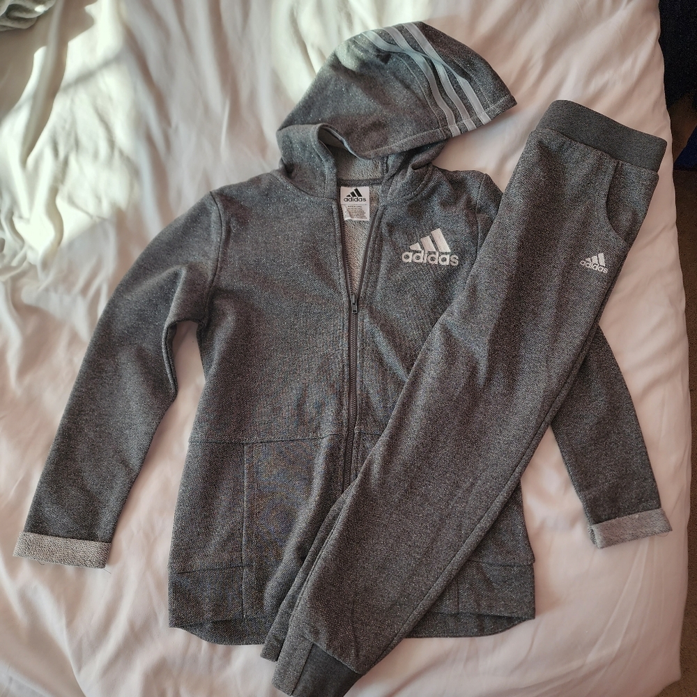 Adidas Zip Hoodie and Joggers Set - NWOT - girls size Med 10/12